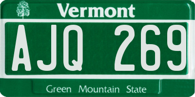 VT license plate AJQ269