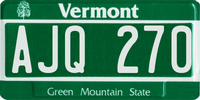 VT license plate AJQ270