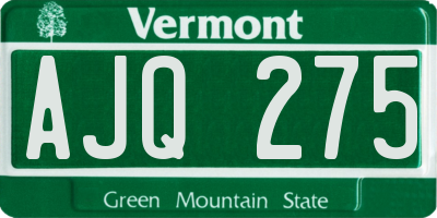 VT license plate AJQ275