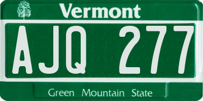 VT license plate AJQ277