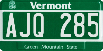 VT license plate AJQ285