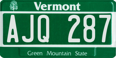 VT license plate AJQ287