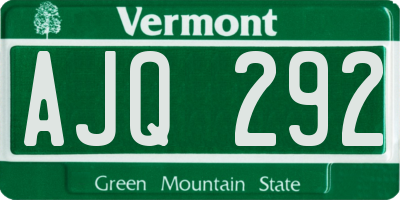 VT license plate AJQ292