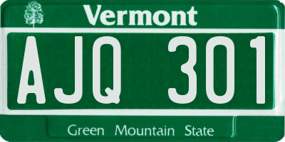 VT license plate AJQ301