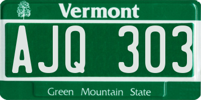 VT license plate AJQ303