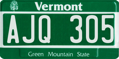 VT license plate AJQ305