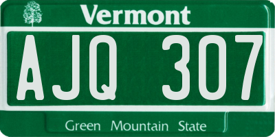 VT license plate AJQ307