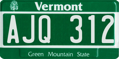 VT license plate AJQ312