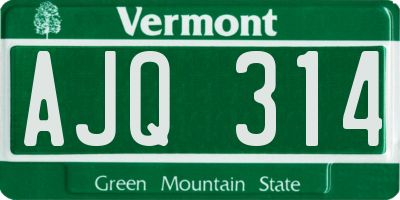 VT license plate AJQ314