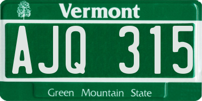 VT license plate AJQ315