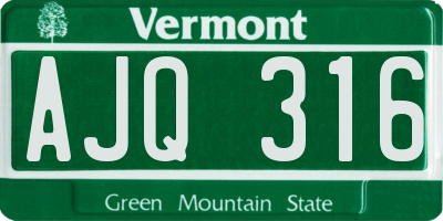 VT license plate AJQ316