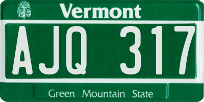 VT license plate AJQ317