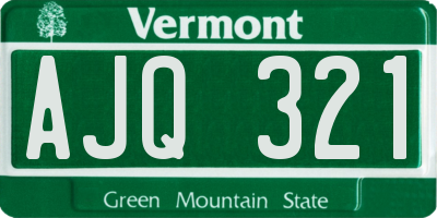 VT license plate AJQ321