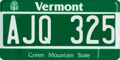 VT license plate AJQ325
