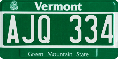 VT license plate AJQ334