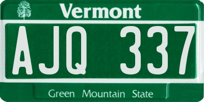 VT license plate AJQ337