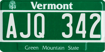 VT license plate AJQ342
