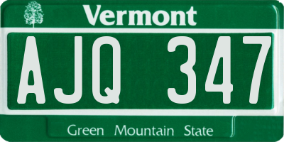 VT license plate AJQ347