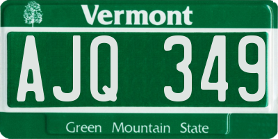 VT license plate AJQ349
