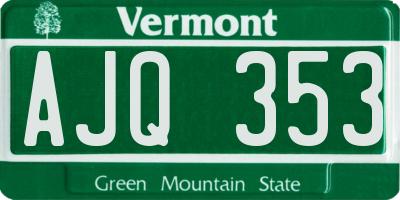 VT license plate AJQ353
