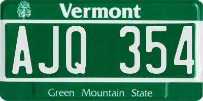 VT license plate AJQ354