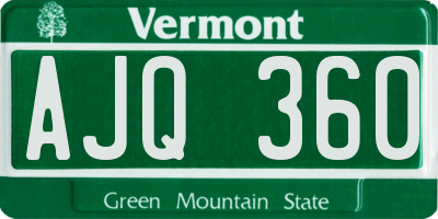 VT license plate AJQ360