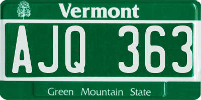 VT license plate AJQ363