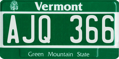 VT license plate AJQ366
