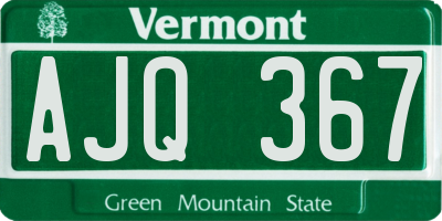 VT license plate AJQ367