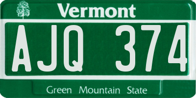 VT license plate AJQ374