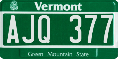 VT license plate AJQ377