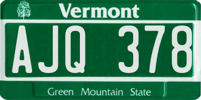 VT license plate AJQ378