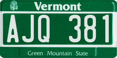 VT license plate AJQ381