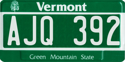 VT license plate AJQ392
