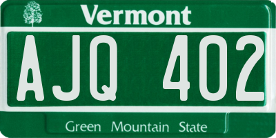 VT license plate AJQ402