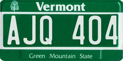 VT license plate AJQ404