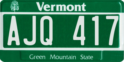 VT license plate AJQ417