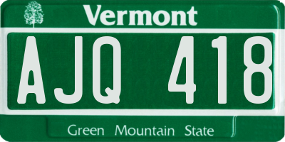 VT license plate AJQ418