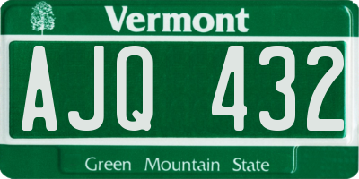 VT license plate AJQ432