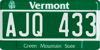 VT license plate AJQ433