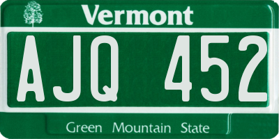 VT license plate AJQ452