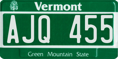 VT license plate AJQ455