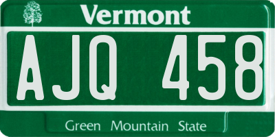 VT license plate AJQ458