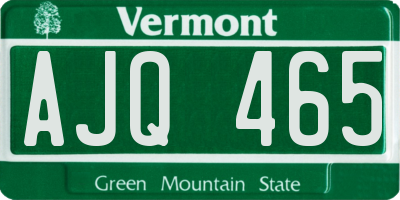 VT license plate AJQ465