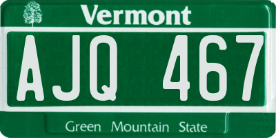 VT license plate AJQ467