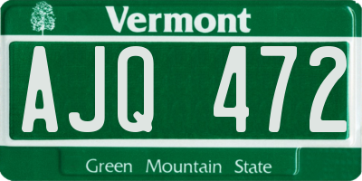 VT license plate AJQ472