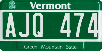 VT license plate AJQ474