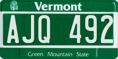 VT license plate AJQ492