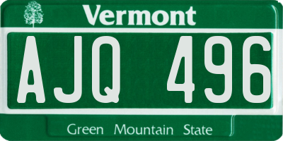 VT license plate AJQ496