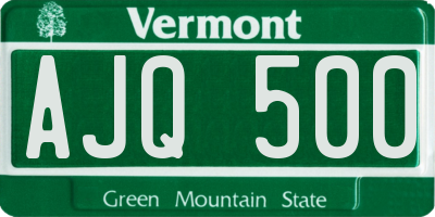 VT license plate AJQ500